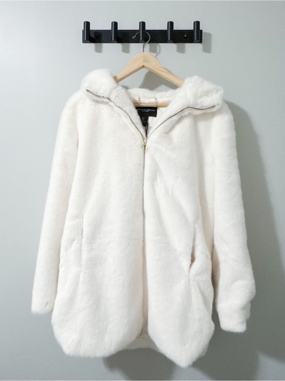 Christian Siriano Faux Fur Zip-Up Coat S
